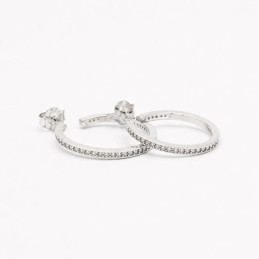 SILVER CZ HOOP EARRINGS