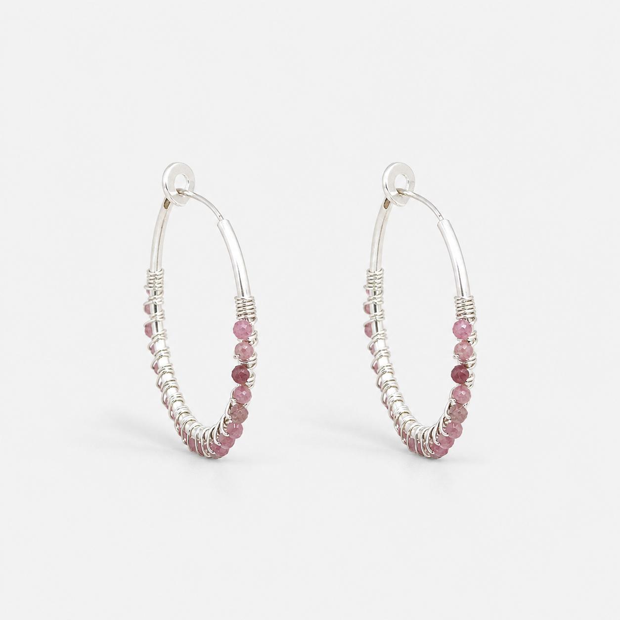 SILVER LRG TOURMALINE HOOP EARRINGS