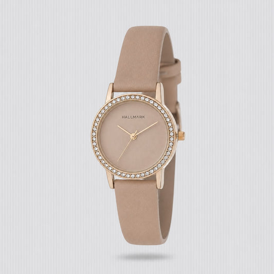 HALLMARK LADIES RND GOLD/NUDE DIAL ON NUDE STRAP