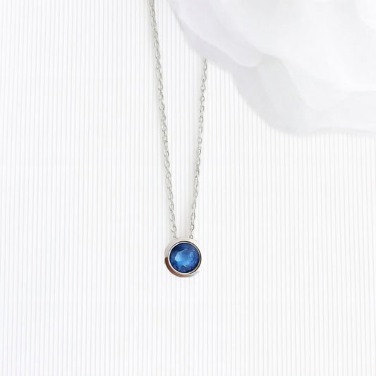 SILVER BLUE CUBIC ZIRCONIA NECKLACE