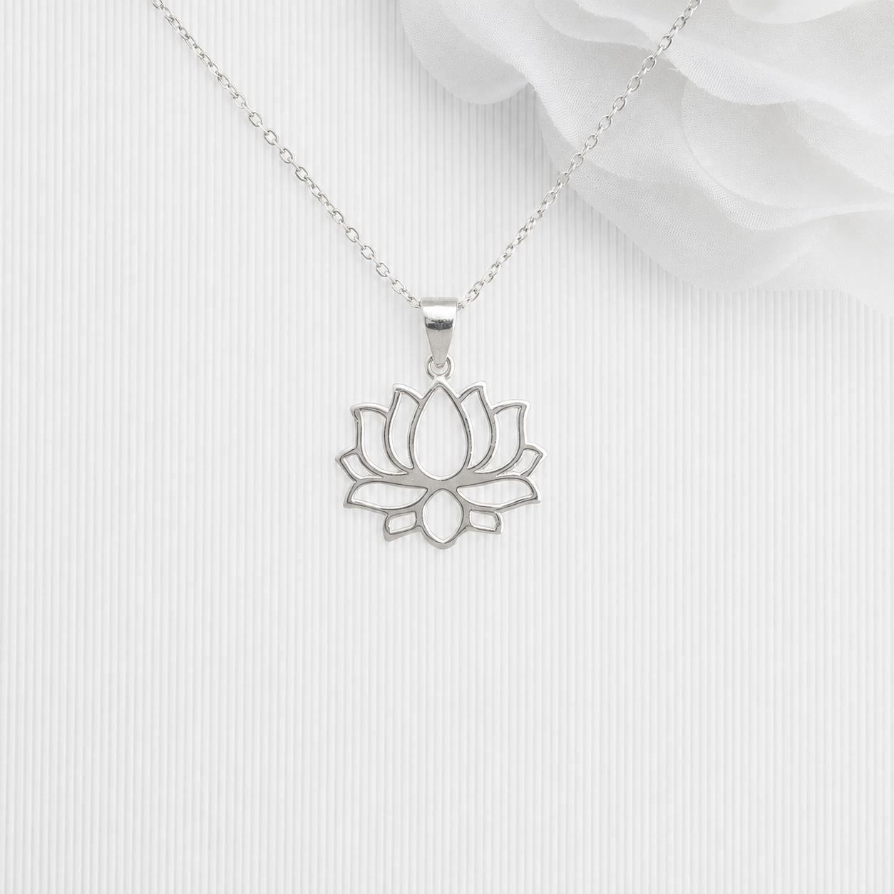 SILVER LOTUS NECKLACE