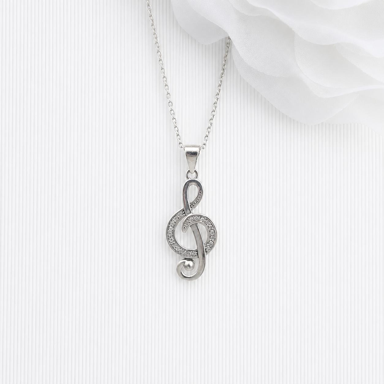 SILVER MUSIC NOTE NECKLACE