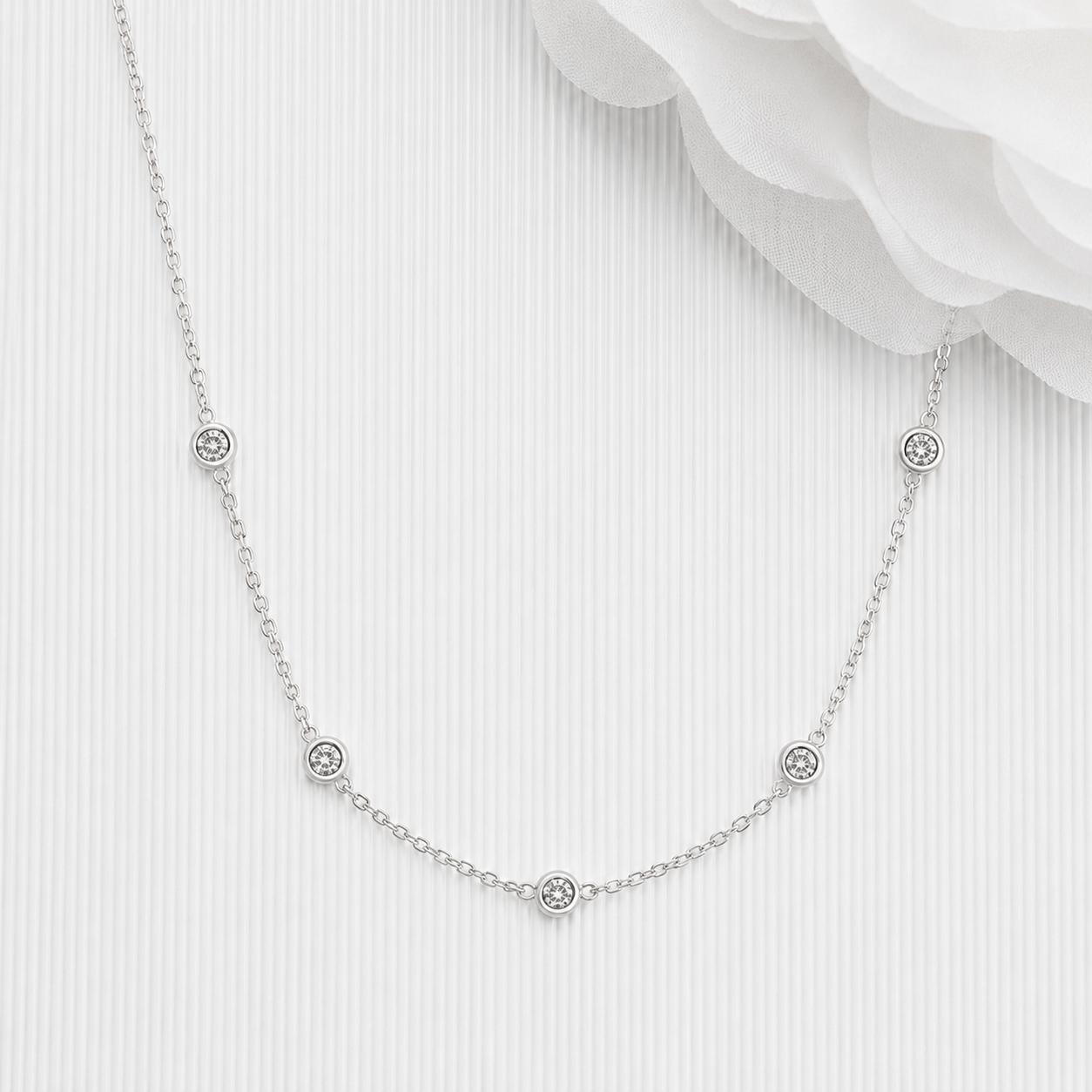 SILVER TUBE CZ NECKLACE