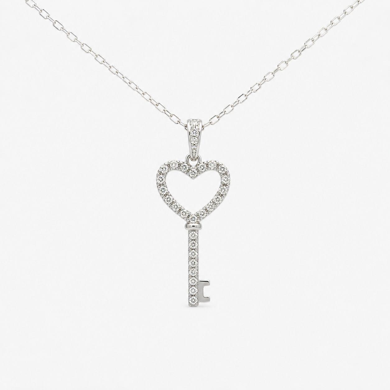 SILVER CZ 21ST KEY PENDANT