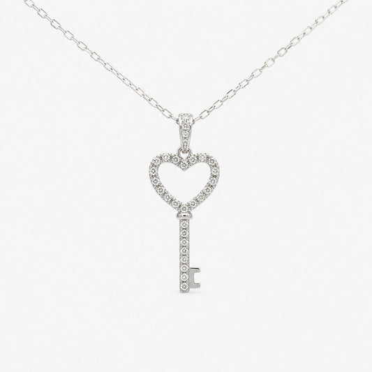 SILVER CZ 21ST KEY PENDANT