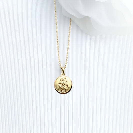 9ct yellow gold st christopher pendant
