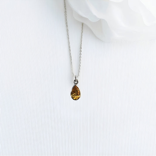 Silver pear shaped citrine pendant