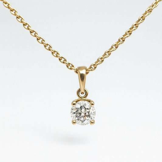 9ct yellow gold lab grown diamond solitaire pendant
