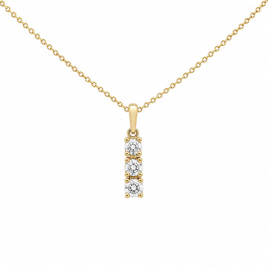 9CT YG TRILOGY PENDANT 1 x 0.10CT; 1 x 0.15CT; 1 x 0.20CT