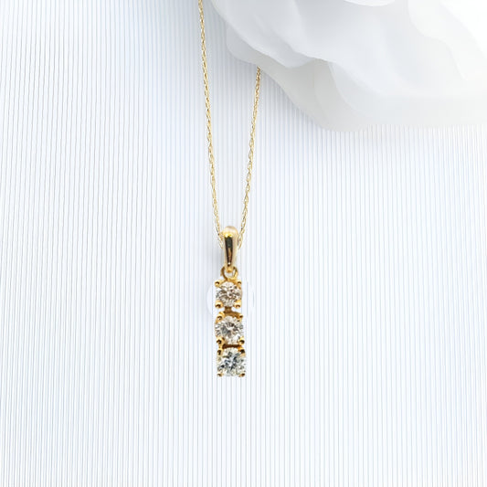 9ct yellow gold lab diamond trilogy pendant