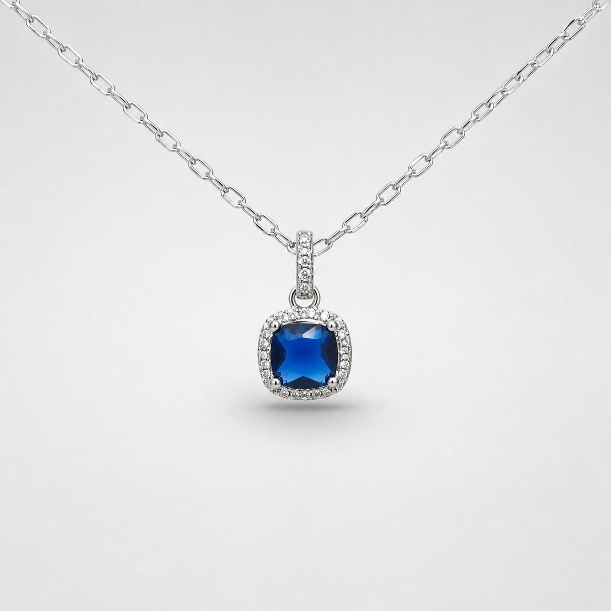 SILVER BLUE CZ PENDANT