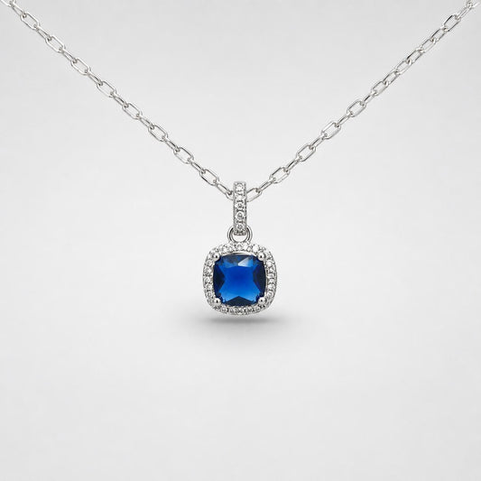SILVER BLUE CZ PENDANT