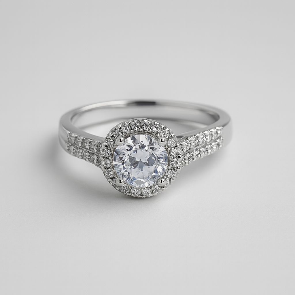 Silver cubic zirconia engagement ring