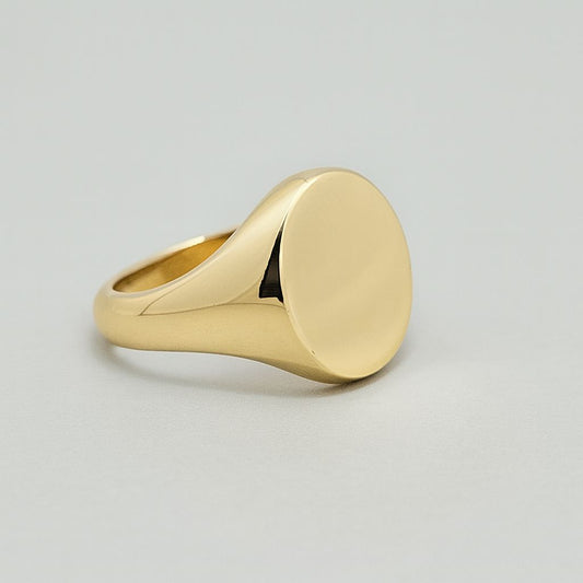 9CT YELLOW GOLD OVAL SIGNET RING