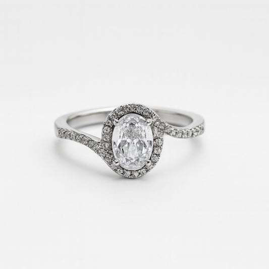 Silver cubic zirconia engagement ring