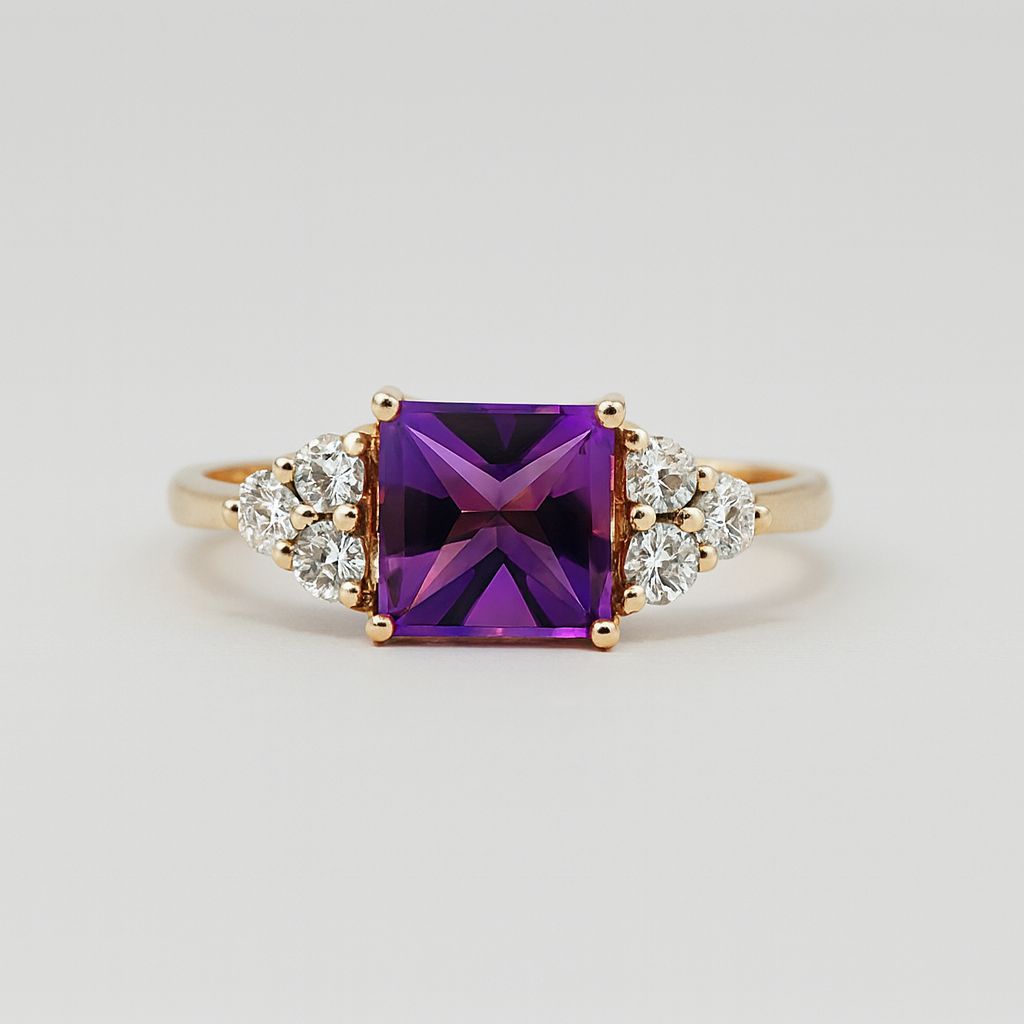 9ct yellow & white gold amethyst ring