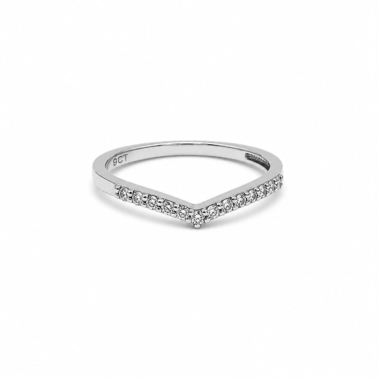 9CT WG LGD WISHBONE RING 11LGD = 0.132CT