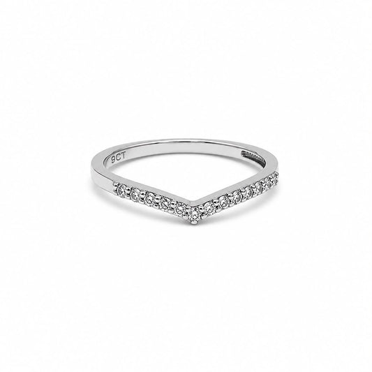 9CT WG LGD WISHBONE RING 11LGD = 0.132CT