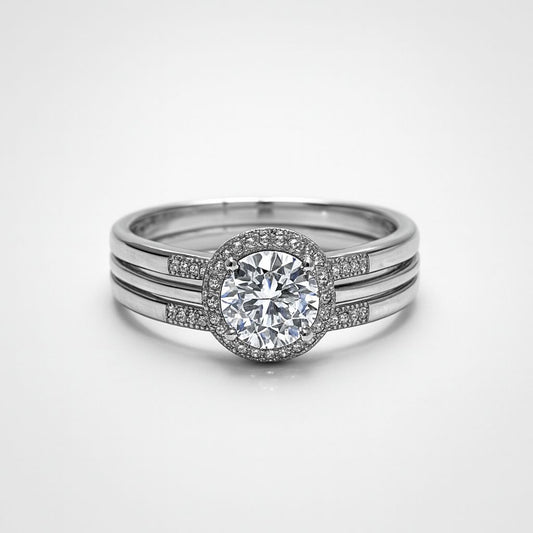 Silver  cubic zirconia wedding set
