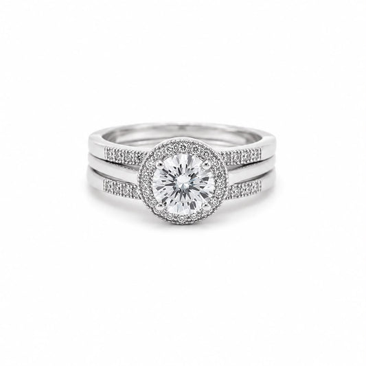 SILVER CZ WED SET