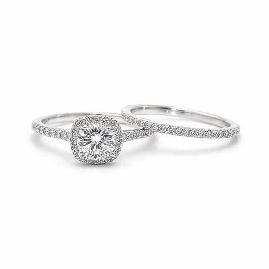 SILVER SQ CLUSTER CZ TWIN SET