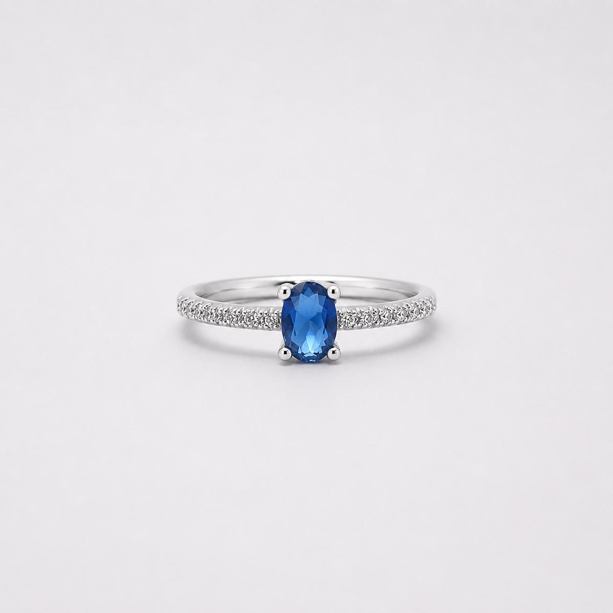 SILVER BLUE CZ RING