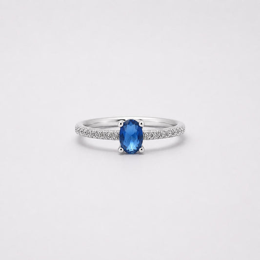 SILVER BLUE CZ RING