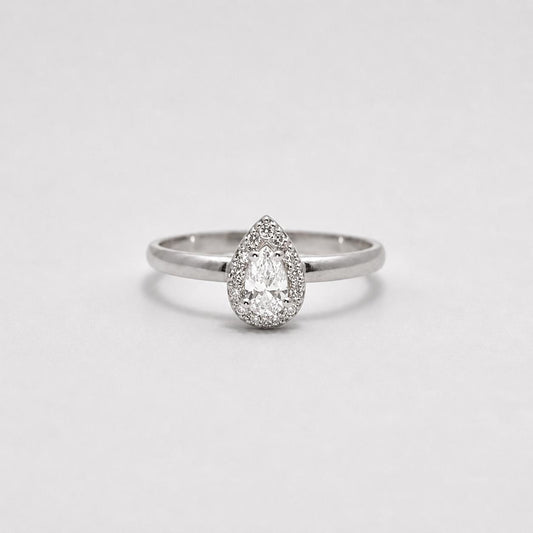 9CT WG PEAR SHAPED HALO RING 1LGD = 0.17CT 13LGD = 0.24CT